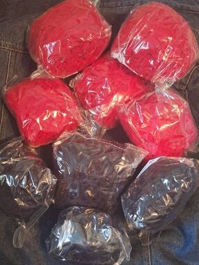 Red and Black Fluffy Yarn - 8 Pack